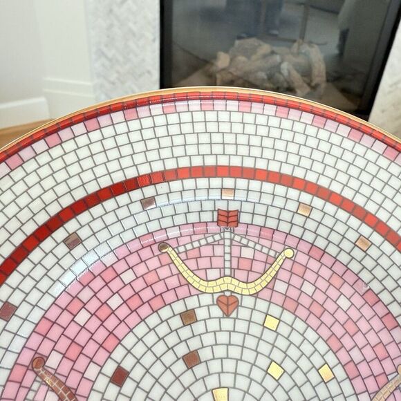 Anthropologie Bistro Tile Valentine’s Dessert Plate 8" Bow & Arrow Stoneware NEW - Picture 6 of 10